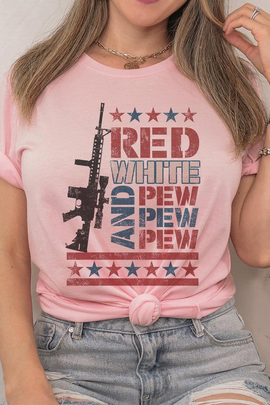 RED WHITE AND PEW PEW TSHIRT