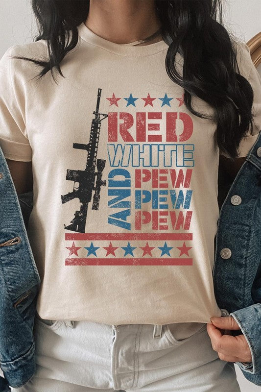 RED WHITE AND PEW PEW TSHIRT PLUS