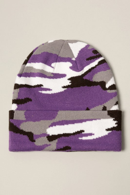 Camouflage Patterns Cuff Knitted Beanie Hat