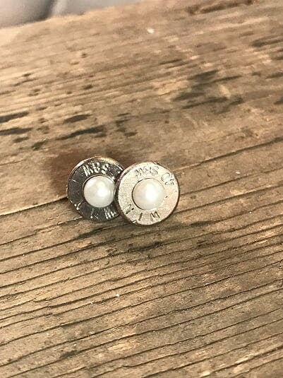 40 Caliber Earrings with Pearl Accents