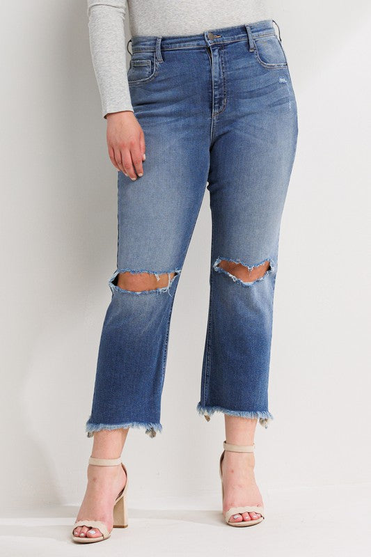 HIDDY HIGH RISE STRAIGHT LEG ANKLE JEANS PLUS