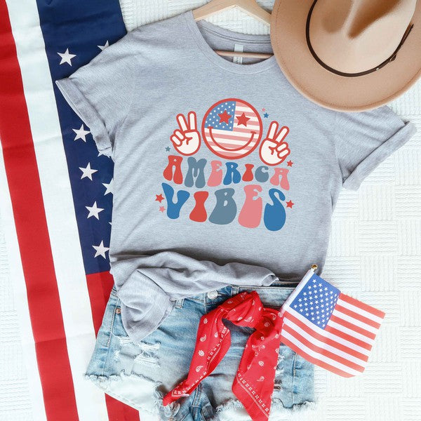 America Vibes Peace Signs Short Sleeve Graphic Tee