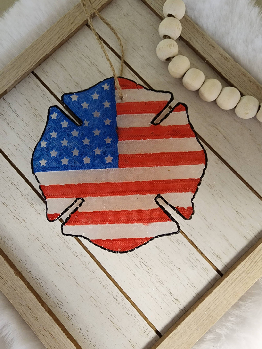 Fire Badge - American Flag Freshie