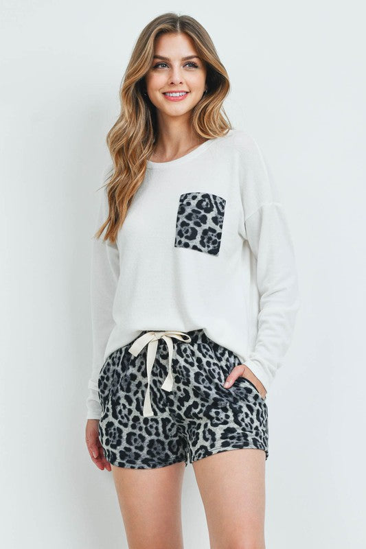 Kenley Leopard Long Sleeve & Shorts Set