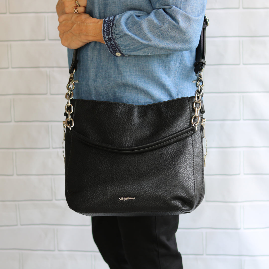 Ashley Chain Hobo - Concealed Carry Black