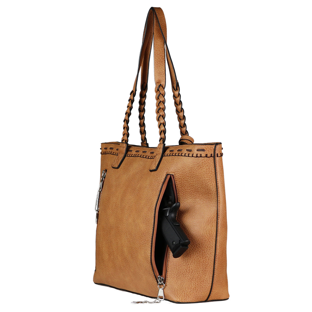 Cora Stitched Tote - Concealed Carry Cinnamon
