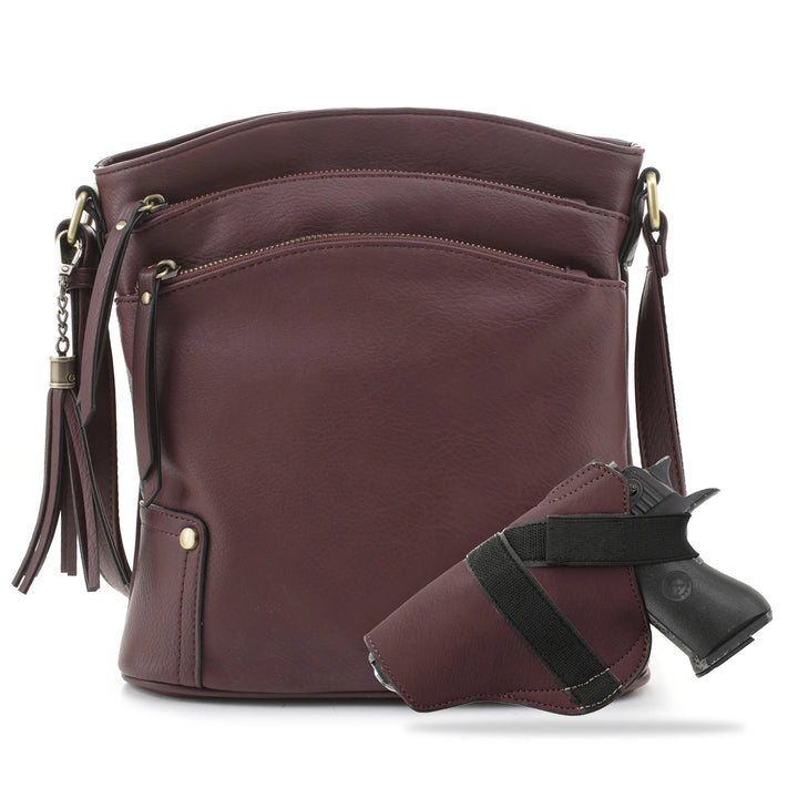 Robin Concealed Carry Crossbody by Jessie James at LovaMe Boutique in wine. 